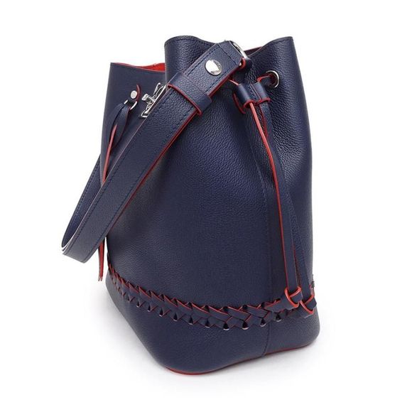 LockMe Bucket  Grain Calf Leather Diagonal Marine Rouge Navy - Picture 3 of 11